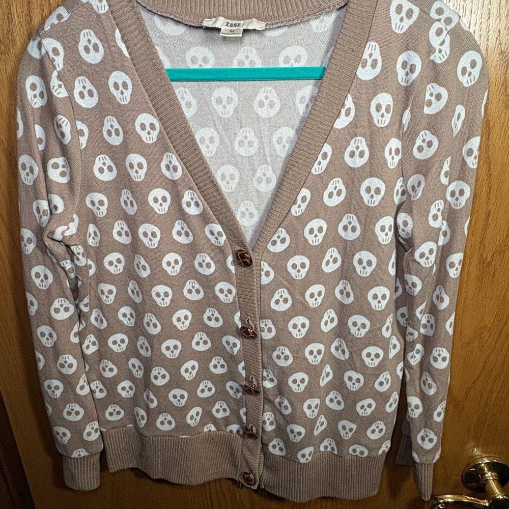 ISSI Brown Skull Print Cardigan